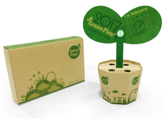 笔筒连植物形座枱月历